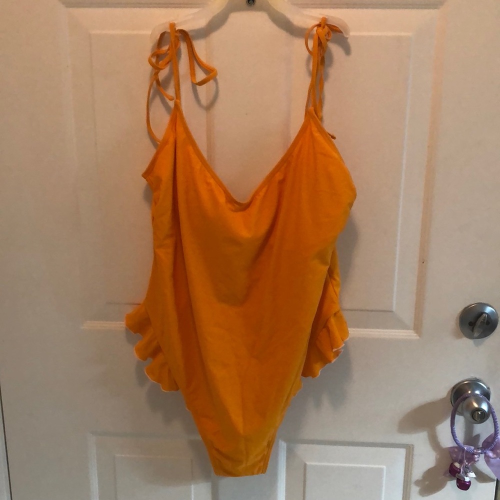 Tabria Majors for FTF Orange Swimsuit